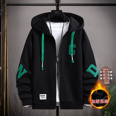 秋冬装12-15男孩大童13开衫加绒卫衣青少年16岁初高中学生17外套商品大图