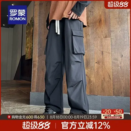 罗蒙男士户外运动抽绳休闲裤2025秋季新款时尚潮流百搭休闲工装裤图片