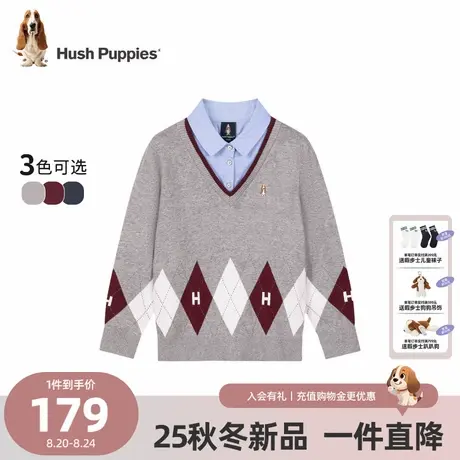 【25冬新品】暇步士童装男童针织衫大童学院风线衣儿童假两件毛衣商品大图