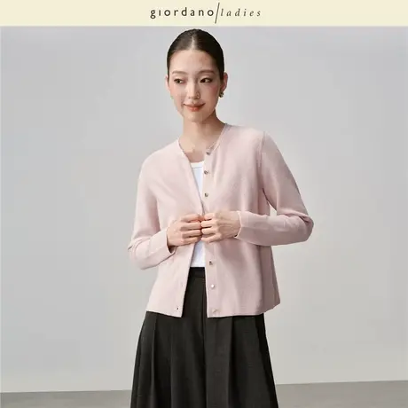 GL2025秋冬新款针织衫女装圆领针织外套金属纽扣针织开衫02355526商品大图
