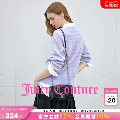 Juicy Couture橘滋针织衫女2025年秋季新款撞色提花圆领慵懒上衣商品大图