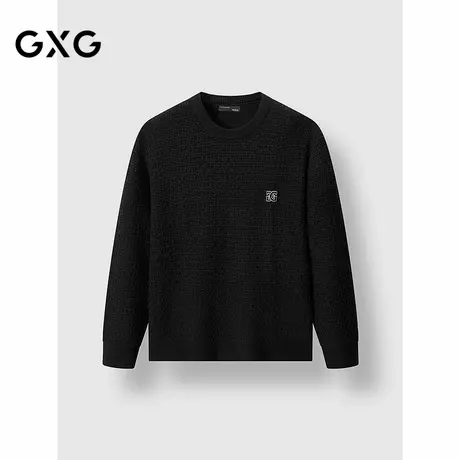 GXG男装 雪尼尔暗纹提花毛衣通勤男针织衫简约毛衫 2025春季新品商品大图
