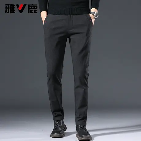 雅鹿休闲裤男 2025秋冬季新款加绒加厚休闲裤磨毛水洗修身长裤男图片