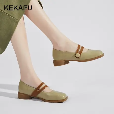 珂卡芙浅口单鞋女2023新款秋季软底方头玛丽珍鞋法式气质低跟女鞋图片