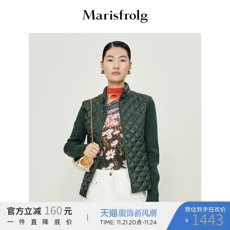 【拼接材质羽绒服】玛丝菲尔羽绒服2023春新针织羽绒拼接外套商品大图