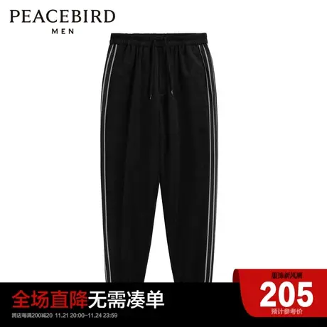 太平鸟男装 2023年冬季新款运动长裤男士侧边条杠潮牌休闲裤商品大图