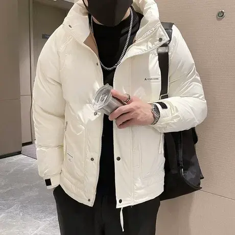 冬季新款工装立领棉服外套男ins潮短款宽松加厚潮牌冬装轻熟棉衣图片