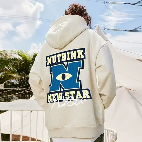 Nuthink大码眼睛连帽衫美式灰色卫衣潮牌男潮春季款加肥加大外套图片