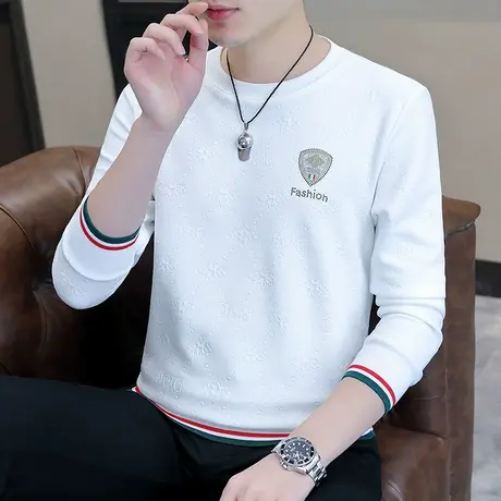 2023秋季新款烫钻圆领长袖T恤男士卫衣潮流百搭青年打底衫秋衣ins商品大图