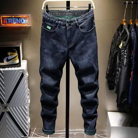 2022夏款牛仔裤男修身小脚弹力潮流百搭男士长裤潮牌直筒男士裤子商品大图