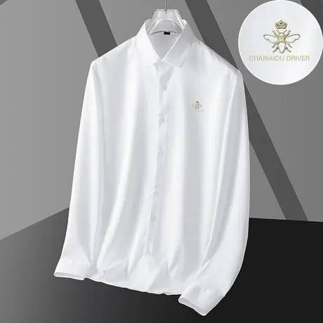 春秋季衬衫男士长袖高级感商务正装免烫抗皱白衬衣轻熟风休闲寸衫商品大图