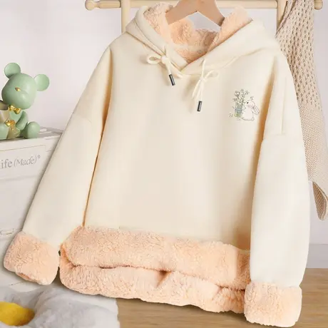 爆款卫衣女小个子秋冬2023新款冬季羊羔绒外套时尚洋气加绒加厚冬商品大图