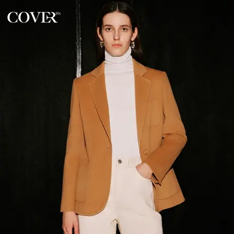 COVER秋季老钱风正肩羊绒羊毛大衣图片
