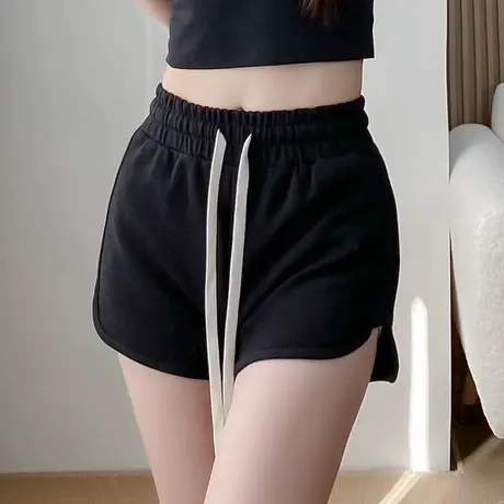 跑步松紧腰休闲运动瑜伽短裤女纯棉黑色百搭显瘦春夏高腰热裤打底图片