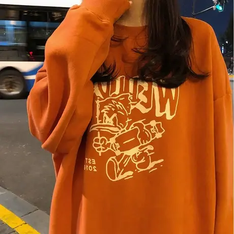 超火cec卫衣女春秋韩版waitmore无帽薄款外套ins潮学生宽松上衣服商品大图