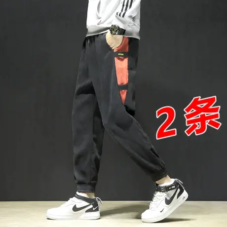 灯芯绒裤子男休闲裤潮流百搭秋冬宽松加肥加大码胖子束脚哈伦裤男商品大图