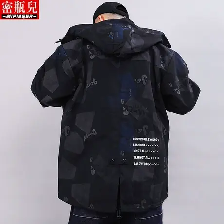 密瓶儿肥佬外套男秋季男士加肥加大潮牌大衣男大码青少年风衣男潮商品大图