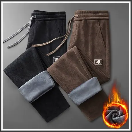 冬季男生垂感阔腿博奥绒防寒保温休闲裤子2023年新款加绒加厚卫裤商品大图