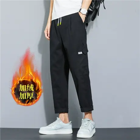 工装直筒男士纯棉休闲裤春秋学生九分裤子男生冬季加绒高级感耐磨商品大图