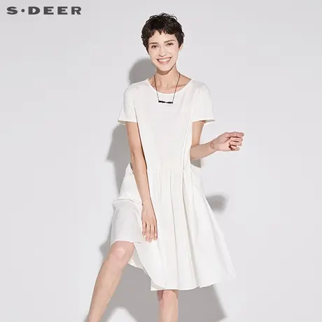 sdeer圣迪奥新款连衣裙女宽松拼接棉麻裙子S17281237图片