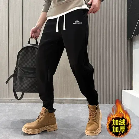 冬季2023新款加绒卫裤男束脚宽松哈伦长裤潮牌加厚运动百搭休闲裤商品大图