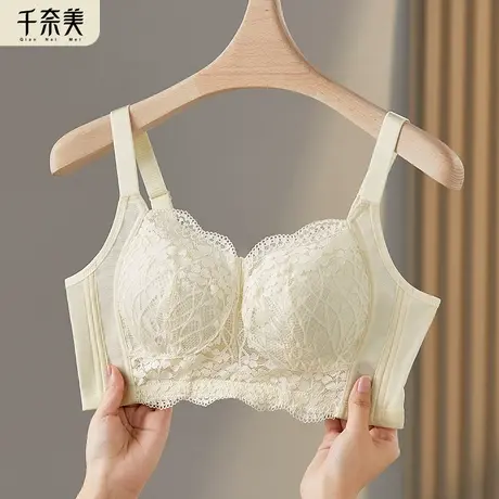 千奈美内衣女大胸显小无钢圈文胸聚拢收副乳透气全罩杯大码胸罩商品大图