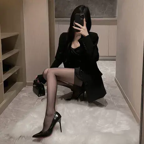 纯欲黑丝袜性感一次性免脱手撕袜春秋防勾丝丝袜显瘦美腿袜连裤袜商品大图