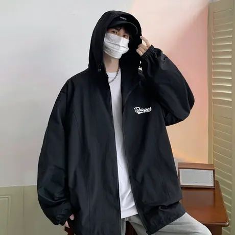 美式潮牌连帽外套男春秋季宽松户外机能冲锋衣休闲工装开衫夹克潮商品大图