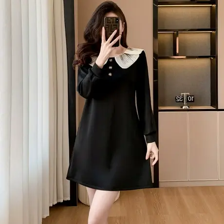 中长款打底衫女2024春装新款海军领时尚减龄大码宽松显瘦遮肉上衣商品大图