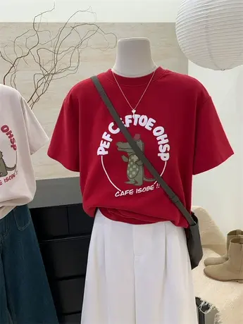 美式复古正肩短袖t恤女春夏新款设计感小众宽松百搭半袖体恤上衣图片