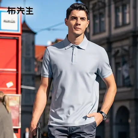 MrBu布先生无缝翻领t男2024夏季新款欧美简约纯色短袖t恤AT15059商品大图