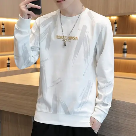 青少年卫衣男圆领潮流秋装上衣服初中高中学生打底衫帅气长袖t恤商品大图