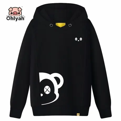 Ohlyah潮牌韩版情侣装秋冬卫衣女宽松连帽衫外套黑色大码学生上衣商品大图