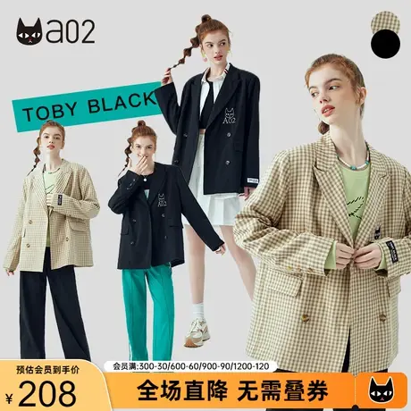 a02西装女秋新款韩版甜酷休闲格子西装外套潮流炸街百搭上衣商品大图