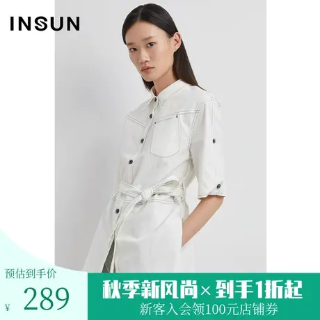 恩裳商场同款夏季格子拼接收腰显瘦衬衫女设计感小众图片