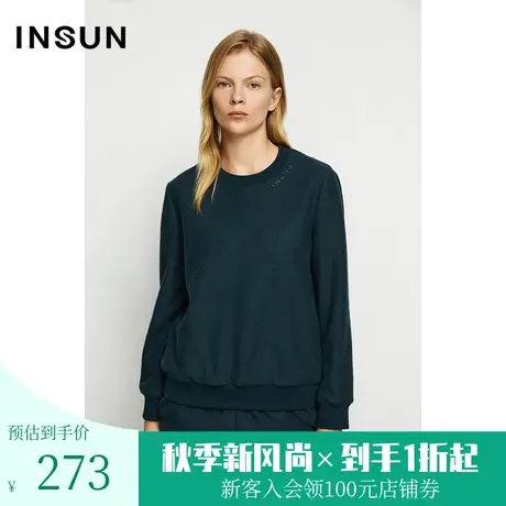 恩裳冬季保暖气质柔软优雅时尚简约职场女性流行墨绿卫衣图片