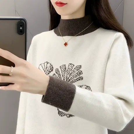 秋冬今年流行毛衣女秋冬2023年新款半高领网红针织打底衫外穿上衣商品大图