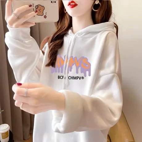 卫衣女秋季新款校园风薄款宽松连帽个性长袖上衣宽松韩版显瘦甜酷图片