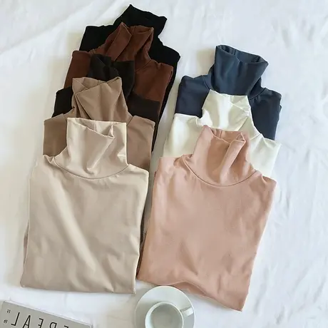 超火cec大码双面德绒打底衫女内搭秋冬加绒港风复古chic别致上衣商品大图