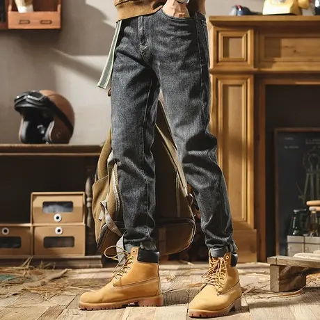 冬款牛仔裤子男士2022冬季时尚潮牌宽松时尚直筒休闲长裤男牛仔裤商品大图