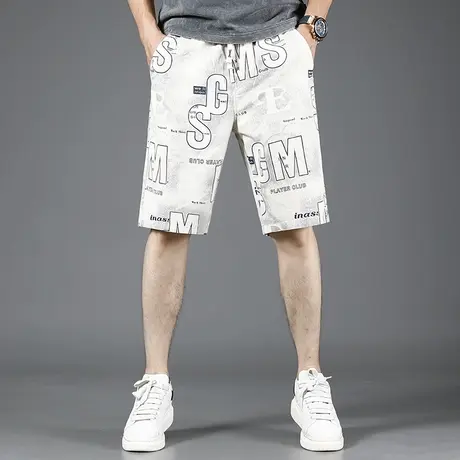 2023夏季新款休闲短裤男宽松直筒五分裤印花潮流显瘦中裤夏天薄款商品大图