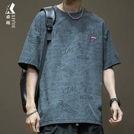 冰丝网眼短袖T恤男夏季新款宽松五分袖男士速干胖子大码半袖体恤商品大图