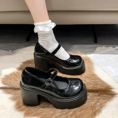 法式玛丽珍鞋女2025年新款春季日系jk小皮鞋防水台厚底粗高跟单鞋图片