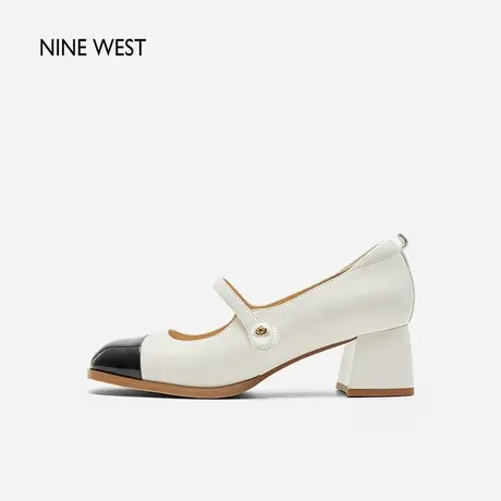 周洁琼同款Nine West/玖熙小香风玛丽珍单鞋新款薄荷曼波风高跟鞋图片