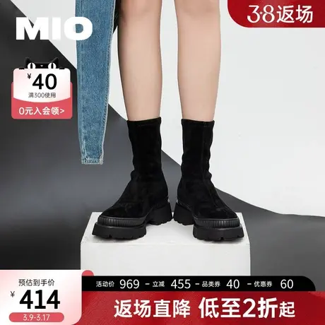 MIO米奥秋冬季弹力织物休闲舒适柔软短靴显瘦弹力袜靴图片