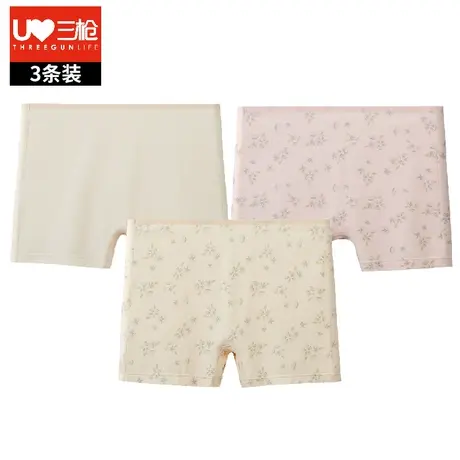 三枪平角裤女内裤纯棉夏薄款防走光女士打底四角短裤中老年安全裤图片