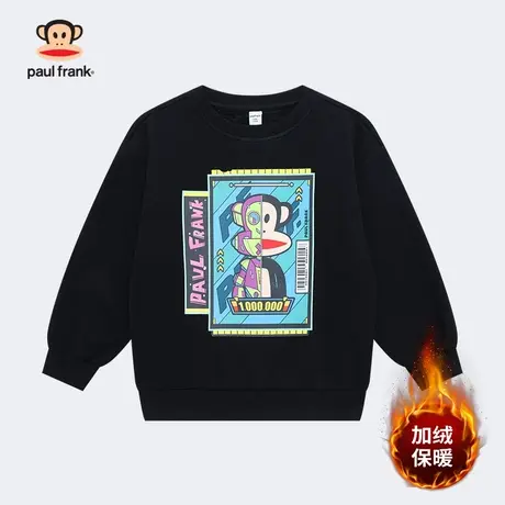 大嘴猴童装儿童男童加绒卫衣2023秋冬新品中大童保暖圆领套头上衣商品大图