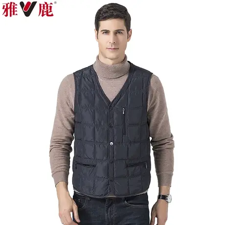 雅鹿中老年羽绒马甲男士休闲马夹冬男式坎肩外套秋季无袖保暖背心商品大图
