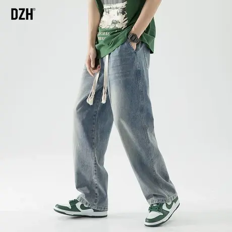 男士水洗牛仔裤男宽松直筒复古百搭阔腿休闲长裤子ins潮牌老爹裤图片