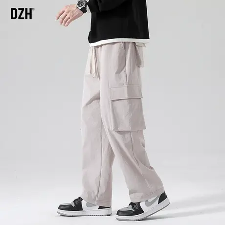 男士杏色美式工装裤男直筒宽松阔腿裤秋冬新款休闲裤子2023年新款商品大图